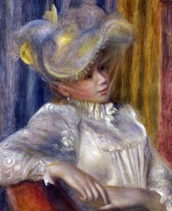 ""Mujer con sombrero"" Pintura de Pierre Auguste Renoir (1841-1919) 1891 Dim 56x46,5 cm Museo Nacional de Arte Occidental, Tokio de Pierre Auguste Renoir