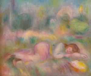 Niña tendida en la hierba de Pierre Auguste Renoir