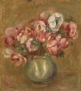 Flores en un jarrón verde de Pierre Auguste Renoir