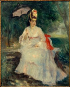 Mujer con sombrilla en el jardín de Pierre Auguste Renoir