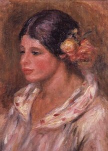 Chica con Rosas en el Cabello de Pierre Auguste Renoir