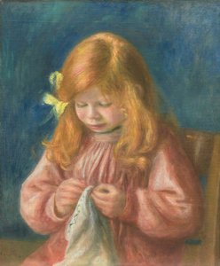 Jean Renoir cosiendo, 1899-1900 de Pierre Auguste Renoir