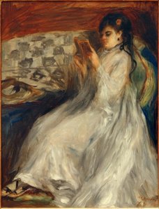 Joven leyendo en blanco