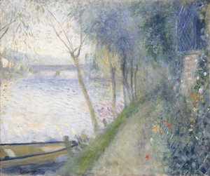 Paisaje en el Borde del Sena con el Puente de Argenteuil de Pierre Auguste Renoir