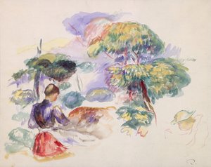 Paisaje con una niña de Pierre Auguste Renoir