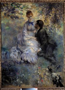 Amantes. Pareja sentada en un jardín. Pintura de Pierre Auguste Renoir (1841-1919) de Pierre Auguste Renoir