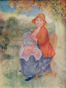 Madame Renoir amamantando a su hijo, c1885 de Pierre Auguste Renoir