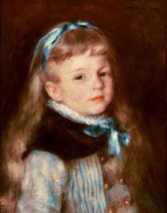 Señorita Grimprel con cinta azul de Pierre Auguste Renoir