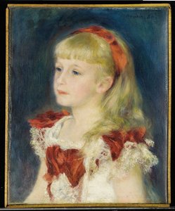 Mademoiselle Grimprel con la cinta roja (Helene Grimprel, hacia 1873-?) - Pintura de Pierre Auguste Renoir (1841-1919), óleo sobre lienzo (45x35 cm)