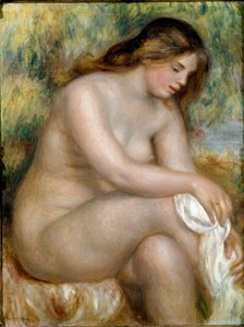 Desnudo sentado (bañista secándose la pierna)
