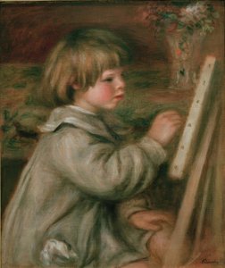 Retrato de Claude Renoir pintando. Claude en el caballete de Pierre Auguste Renoir