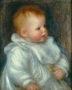 Retrato de Coco contra un fondo azul de Pierre Auguste Renoir