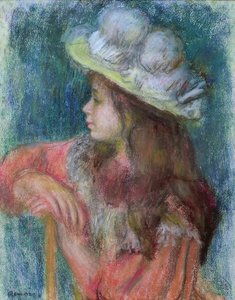Joven sentada con sombrero blanco, 1884