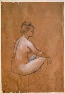 Bañista sentada. Pintura de Pierre Auguste Renoir
