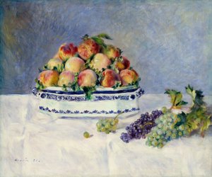 Naturaleza muerta con melocotones y uvas, 1881 de Pierre Auguste Renoir
