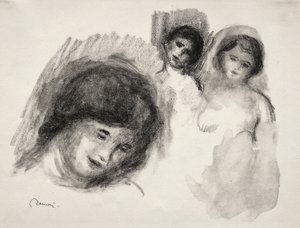 Piedra con tres bocetos de Pierre Auguste Renoir