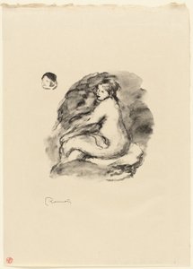 Estudio de desnudo femenino sentado, variante de Pierre Auguste Renoir