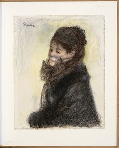 La mujer velada, c.1877-79 (tiza, pastel, papel) de Pierre Auguste Renoir