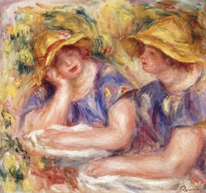 Dos mujeres con vestidos azules de Pierre Auguste Renoir