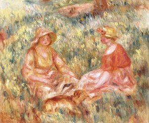 Dos mujeres en la hierba, c.1910 de Pierre Auguste Renoir
