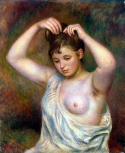 Mujer arreglándose el cabello, 1887 de Pierre Auguste Renoir