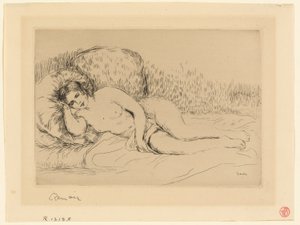 Mujer Reclining, a la Izquierda de Pierre Auguste Renoir