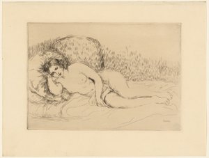 Mujer reclinada, hacia la izquierda de Pierre Auguste Renoir