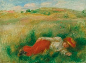 Mujer sentada en la hierba de Pierre Auguste Renoir