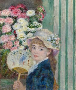 Mujer con abanico, c.1879 de Pierre Auguste Renoir