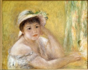 Mujer con sombrero de paja de Pierre Auguste Renoir