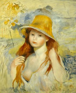 Niña con sombrero de paja, 1884 de Pierre Auguste Renoir