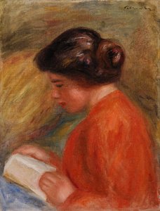 Mujer joven leyendo (Jeune femme lisant, buste) de Pierre Auguste Renoir