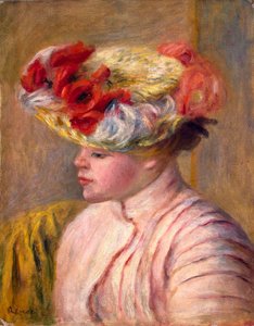 Joven con sombrero floreado, 1892 de Pierre Auguste Renoir