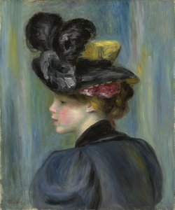 Joven con sombrero negro de Pierre Auguste Renoir