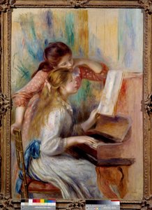 Jóvenes chicas al piano Estudio preparatorio por Pierre Auguste Renoir (1841-1919) 1892. Museo de la Orangerie, París de Pierre Auguste Renoir