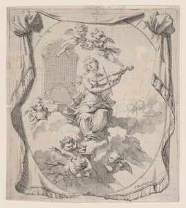 Santa Cecilia en las Nubes Sostenida por Ángeles, 1696 de Pierre Berchet