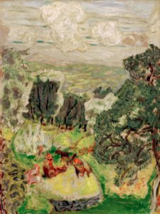 El olivar; paisaje con cabras de Pierre Bonnard