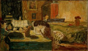 La velada en el salón (Familia Terrasse) de Pierre Bonnard