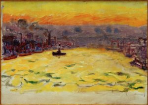 El puerto, puesta de sol de Pierre Bonnard