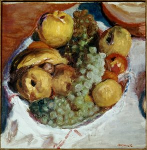 Naturaleza muerta, tres racimos de uvas de Pierre Bonnard