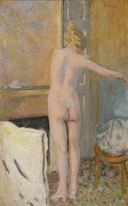 Desnudo frente a una repisa
