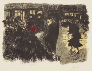 Algunos aspectos de la vida en París, 7: La plaza por la noche, c.1898 de Pierre Bonnard