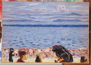 La playa, mar azul, c.1930 de Pierre Bonnard