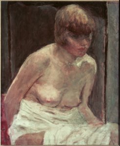 Torso de joven mujer con bata blanca de Pierre Bonnard