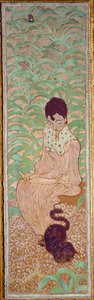 Mujer sentada con el gato