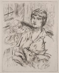 Mujer con perro, ilustración de "Dingo" de Octave Mirbeau de Pierre Bonnard