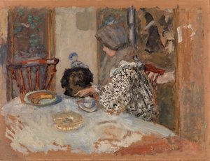 Mujer con perro o Mujer y perro en la mesa de Pierre Bonnard