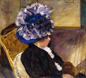 Joven mujer con sombrero azul de Pierre Bonnard