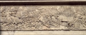 La Batalla de Marignan en 1515. Tumba del Corazón del Rey de Francia Francisco I: Bajo relieve de Pierre Bontemps