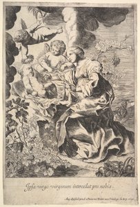 Virgen y niño con ángeles